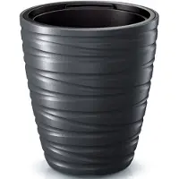 Prosperplast Plantenpot/bloempot Amazing - buiten/binnen - kunststof - antraciet - D30 x H33 cm - Plantenpotten