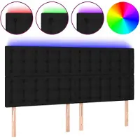 vidaXL Hoofdbord LED 180x5x118/128 cm stof zwart