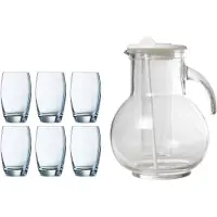 Arcoroc Waterglazen Salto set van 6x stuks 350 ml en luxe schenkkan 2.0 liter - Drinkglazen
