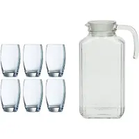 Arcoroc Waterglazen Salto set van 6x stuks 350 ml en luxe schenkkan 1.7 liter - Drinkglazen