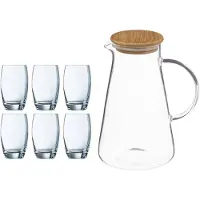 Arcoroc Waterglazen Salto set van 6x stuks 350 ml en luxe schenkkan 1.5 liter - Drinkglazen