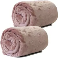 Unique living Enzo Fleece dekens/plaids 2 stuks 130 x 180 cm - roze - Plaids