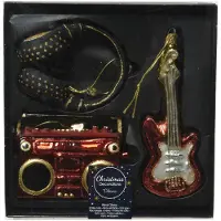 Décoris Muziek kerst ornament | | Set van 3 (Glas)