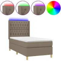 vidaXL Boxspringbed met matras en LED-verlichting, taupekleurig, 80x200 cm, gestoffeerd