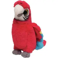 Nature Planet Pluche Rode Papegaai knuffeldier van 14 cm - Vogel knuffels