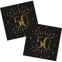 SANTEX Verjaardag feest servetten leeftijd - 20x - 50 jaar - goud - 33 x 33 cm - Feestservetten