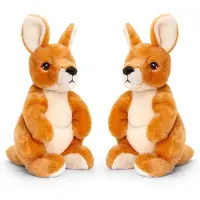Keel Toys Pluche knuffel dier wallaby kangoeroe - 2x - bruin - 20 cm - Knuffeldier