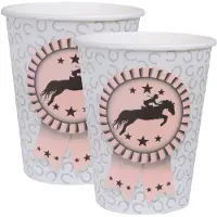 SANTEX paarden thema feest wegwerp bekertjes - 20x stuks - 270 ml - karton - paardrijden themafeest - Feestbekertjes