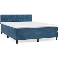 vidaXL Boxspring met matras fluweel donkerblauw 140x200 cm
