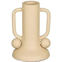 Mica Decorations Ula Kandelaar - H12 x Ø8 cm - Metaal - Beige