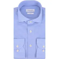 Profuomo overhemd blauw Slim Fit Knitted
