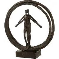 J-Line Koppel / mensen / man / vrouw in dubbele cirkel - Bruin - 11 x 30 x 40 cm hoog