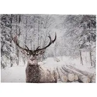 Clayre & Eef Plaid 130x170 cm Wit Bruin Polyester Rechthoek Hert Deken Wit Deken