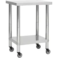 vidaXL Keukenwerktafel met wielen 60x30x85 cm roestvrij staal