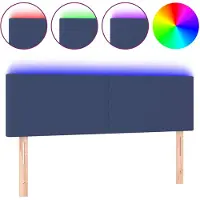 vidaXL Hoofdbord LED 144x5x78/88 cm stof blauw