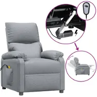 vidaXL Massagestoel elektrisch stof lichtgrijs