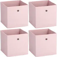 Zeller opbergmand/kastmand - 4x - 22 liter - lichtroze - 28 x 28 x 28 cm - Opbergmanden