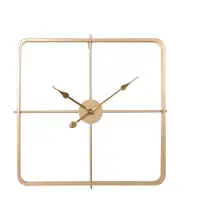 LW Collection Wandklok Harvey | LW Collection metaal goudkleurig 80x80 cm wandklokken | NADUVI