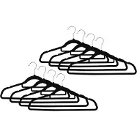 Benson Kledinghangers set - 10x stuks - zwart velours - kunststof - 44.5 cm - kledingkast hangers/kleerhangers