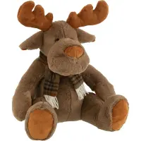 J-Line knuffel Rendier + Sjaal Zittend - textiel - bruin - large