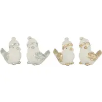 J-Line figuur Vogels Hoed - polyresin - zilver/goud - small - 4 stuks