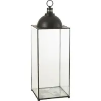 J-Line lantaarn Hagrid - glas/ijzer - zwart - large