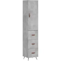 vidaXL Hoge kast, betonkleur, 34,5 x 34 x 180 cm, houtvezelplaat