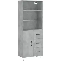 vidaXL Hoge kast 69,5x34x180 cm bewerkt hout betongrijs