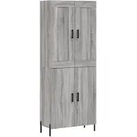 vidaXL Hoge kast 69,5x34x180 cm bewerkt hout grijs sonoma eikenkleurig