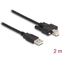 DeLOCK Kabel, USB 2.0, Type-A stekker naar Type-B stekker, met schroefverbinding, 2 meter, 2 meter, USB A, USB B, USB 2.0, 0,48 Gbit/s, zwart
