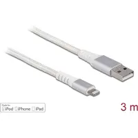 DeLOCK USB data and power cable for iPhone, iPad, iPod DuPont Kevlar white 3 m