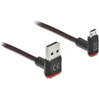DeLOCK Kabel EASY-USB 2.0, Type-A mannelijk naar EASY-USB Type Micro-B mannelijk, rechte hoek, omhoog/omlaag, 0,2 m, zwart, 0,2 m, USB A, Micro-USB B, USB 2.0, Zwart
