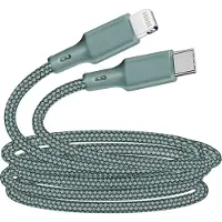 BigBen Interactive Kabel - - Recycleerbaar in katoen USB C/Lightning 2 m - Opladen en synchronisatie - Nachtgroen