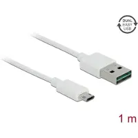 DeLOCK Easy-Micro USB naar Easy-USB-A kabel - USB2.0 - tot 2A / wit - 1 meter