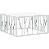 vidaXL Salontafel, zilverkleurig, 80x80x40 cm, roestvrij staal en glas