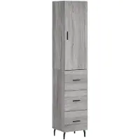 vidaXL Hoge kast 34,5x34x180 cm bewerkt hout grijs sonoma eikenkleurig