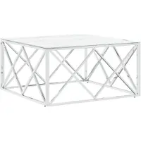 vidaXL Salontafel 80x80x40 cm roestvrij staal en glas zilverkleurig