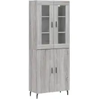 DKD Home Decor Hoge kast, kleur Sonoma grijs, 69,5 x 34 x 180 cm, materiaal: houtvezelplaat