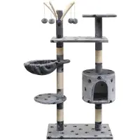 vidaXL Krabpalen voor katten, 125 cm, grijs, met pootjesprint