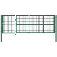 vidaXL Tuinhekpoort met palen 350x100 cm staal groen