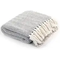 vidaXL Plaid visgraat 220x250 cm katoen grijs