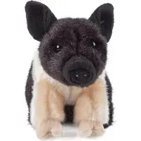 Living Nature Pluche zwart/roze varken knuffel 20 cm speelgoed - Varken/big boerderijdieren knuffels - Speelgoed