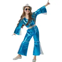 Dressforfun Stralende Disco Starlet 158 (vanaf 12 jaar) - verkleedkleding kostuum halloween verkleden feestkleding carnavalskleding carnaval feestkledij partykleding - 302368