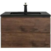 Guido Gusto Badkamermeubel Summer 80cm walnoot met zwarte wastafel