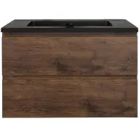 Guido Gusto Badkamermeubel Summer 80cm walnoot met zwarte wastafel zonder kraangat