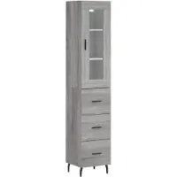 vidaXL Hoge kast 34,5x34x180 cm bewerkt hout grijs sonoma eikenkleurig