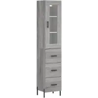vidaXL Hoge kast 34,5x34x180 cm bewerkt hout grijs sonoma eikenkleurig