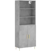vidaXL Hoge kast, betonkleur, 69,5 x 34 x 180 cm, houtvezelplaat