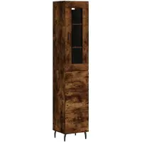 vidaXL Hoge kast 34,5x34x180 cm bewerkt hout gerookt eikenkleurig