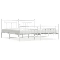vidaXL Bedframe met hoofdeinde en voeteneinde, metaal, wit, 200x200 cm